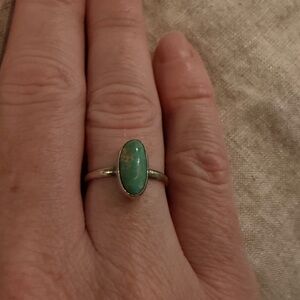 Natural turquoise and silver ring. Size 7.5